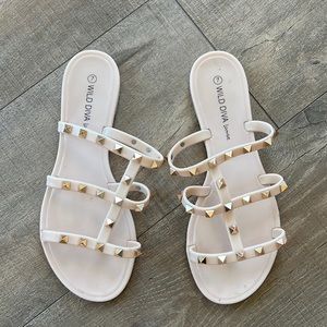 Studded slip in sandals size 7